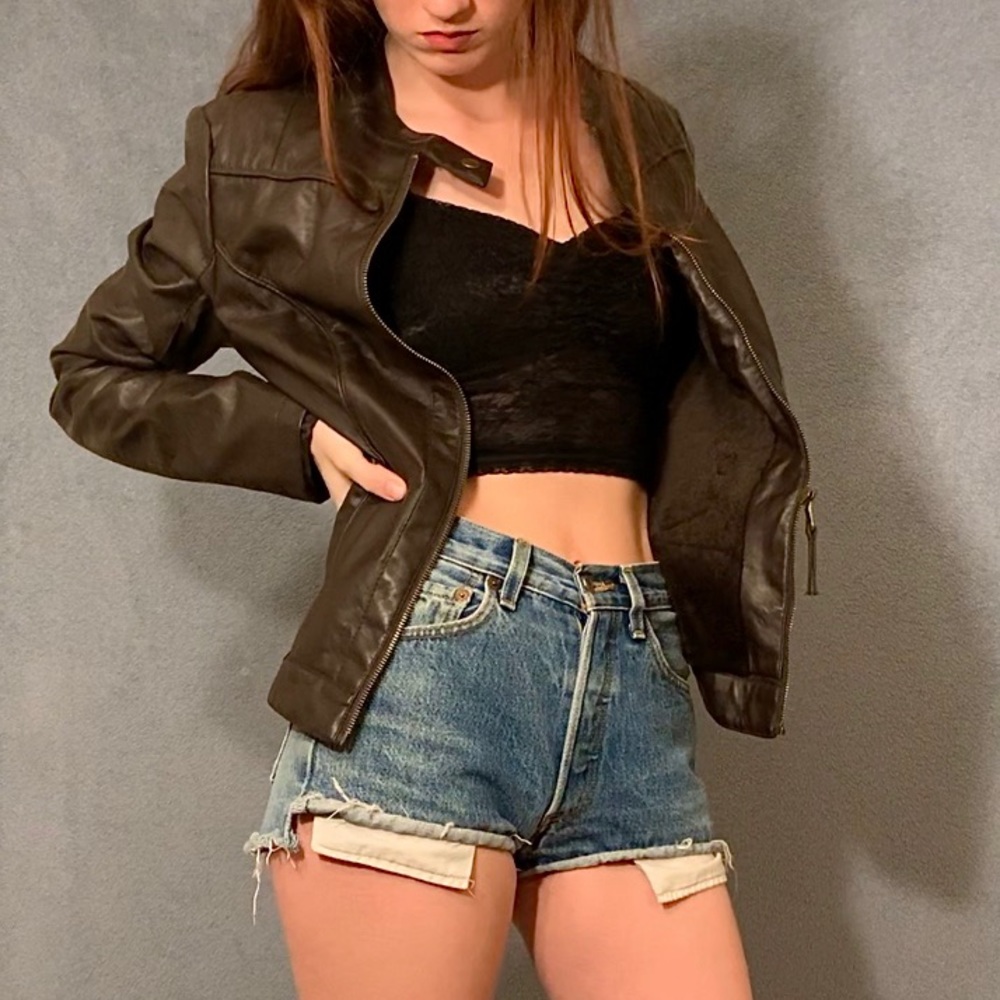 Brown faux leather jacket